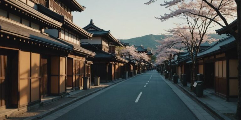 Kyoto's traditional streets with historic buildings